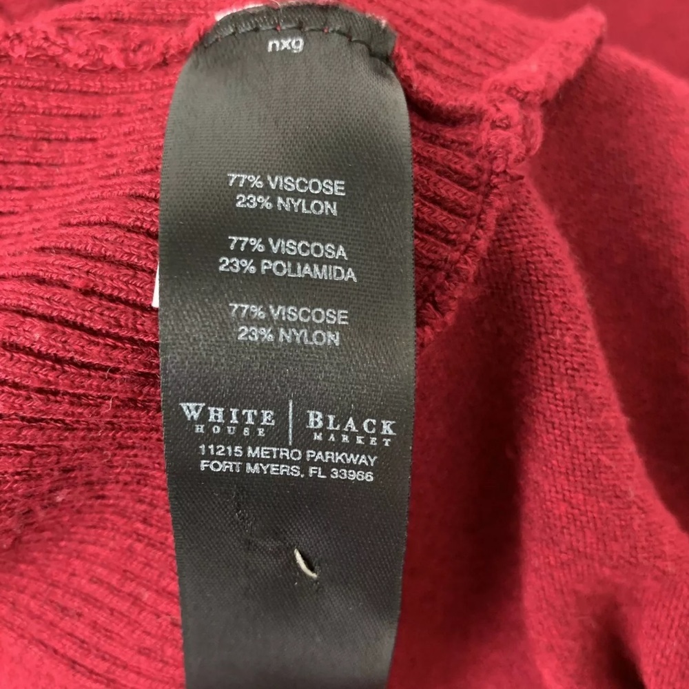 WHBM Red Cardigan Open Front Waterfall Pockets L - Picture 11 of 12